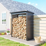 thumbnail of 4goodz Houtopslag Gegalvaniseerd Staal met Schuin dak – 66x150x150 cm - Donkergrijs
