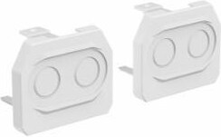 Zwei weiße Fahrradpedal-Cleats.