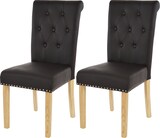 thumbnail of 2er-Set Esszimmerstuhl Chesterfield II, Stuhl Küchenstuhl, Nieten ~ Kunstleder, coffee, helle Beine