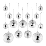 thumbnail of Relaxdays Mini Discokugel, 15 Spiegelkugeln in 3 versch. Größen Ø 3-10 cm, Partydeko zum Aufhängen, Diskokugel, silber