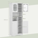 thumbnail of Armario de baño COSTWAY, armario alto independiente con 4 puertas, estantes y estante ajustable, con protección antivuelco.