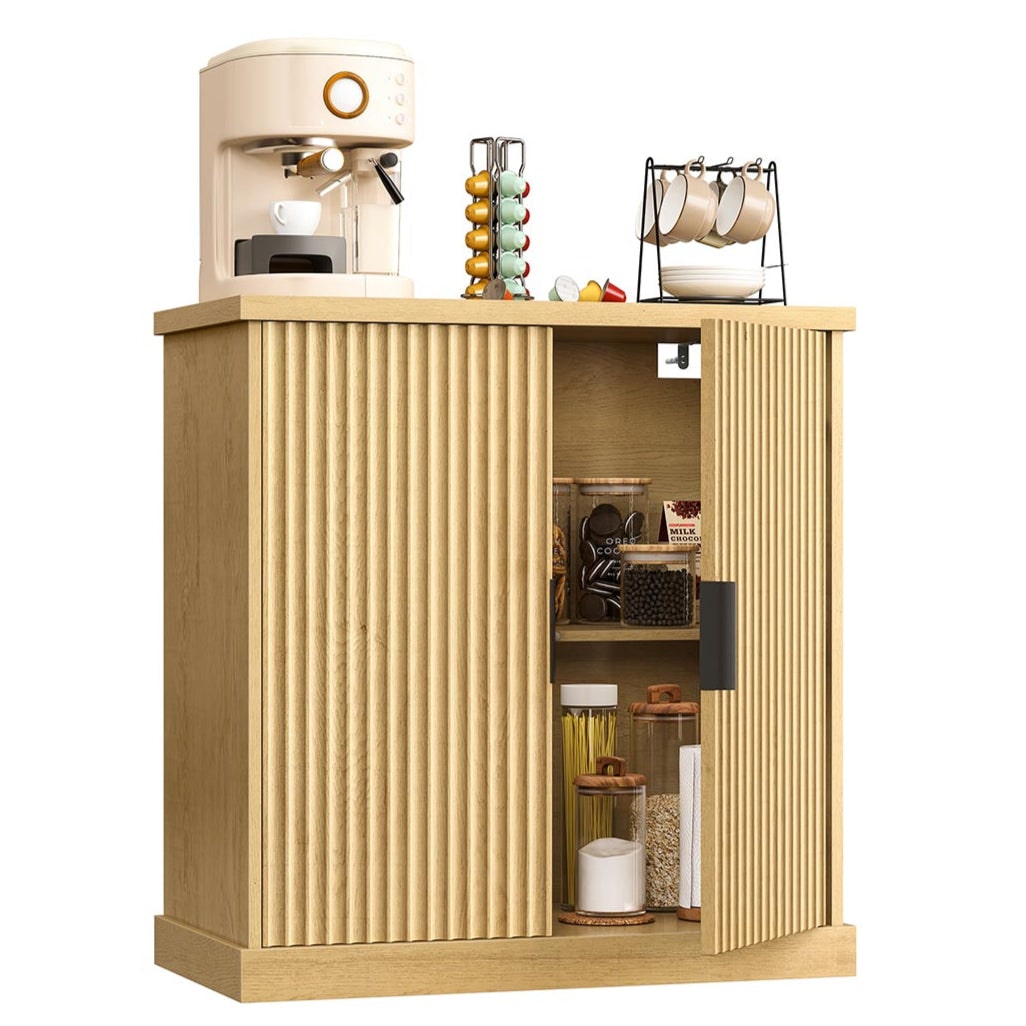 Helloshop26 - Buffet console meuble de rangement avec étagères réglables 40 x 76 x 80 cm portes cannelées style transitionnel pour 12_0006349