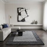thumbnail of Teppich Wohnzimmer Hochflor Bordüre Weich Flauschig Waschbar Strapazierfähig Schlafzimmer OEKO-TEX Grau 300x400 cm – RHEIN von Kadima Design