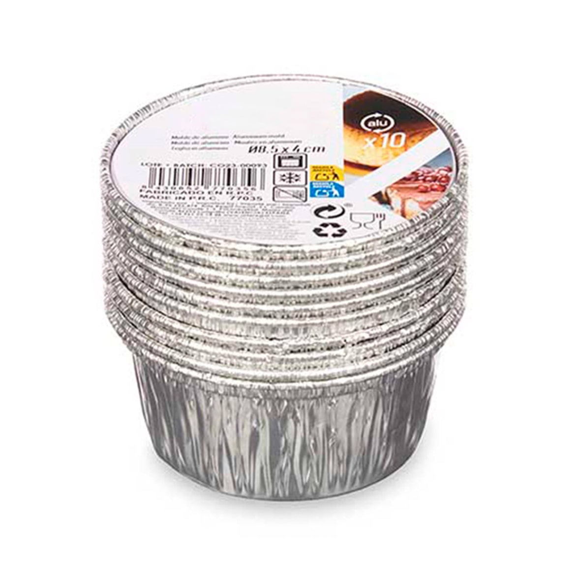 San Ignacio KINVARA - Juego de 10 Moldes de Flan de Aluminio 8,5x4cm