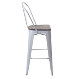 thumbnail of Tabouret de bar HWC-A73 avec assise en bois, chaise de bar, tabouret de comptoir avec dossier, métal design industriel ~ gris