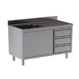 thumbnail of Lavello 120x70x85 acciaio inox 430 armadiato cassetti ristorante pizzeria RS9723