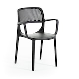 thumbnail of Set de 6 chaises avec accoudoirs en résine renforcée de fibre de verre, design classique, empilables pour jardin, bar, restaurant, cuisine –Erika/Noir