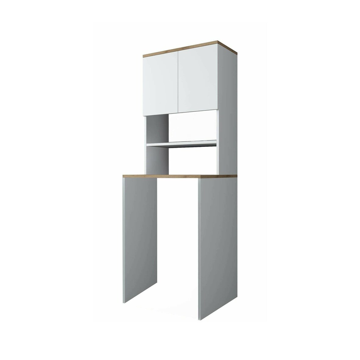 Dmora 2-türiger MehrzweckschrankDgarofal, Multifunktionale Möbel, Schuhschrank, Besenschrank, 65x60h184 cm, Weiß und Walnuss