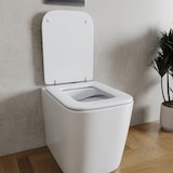 thumbnail of Sedile WC In Legno MDF Copriwater Tavoletta Universale Portata Massima 150 Kg Facile Da Pulire Design Brighton Cerniere In Ottone 44 × 36 Cm Bianco