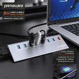 thumbnail of Primewire 8 Port USB 3.2 Gen.1 Port Hub - 8 x USB 3.2 Gen1, Davon 1x USB Ladeport smart Charge - 8 Port Verteiler mit Netzteil - Alugehäuse - für PC