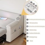 thumbnail of Schlafsofa 90/180x190 ausziehbar mit Bluetooth-Stereo, USB-Anschluss, Stauraum, hydraulisch, Samtpolster, komfortables Wohnzimmer Beige ohne Matratze