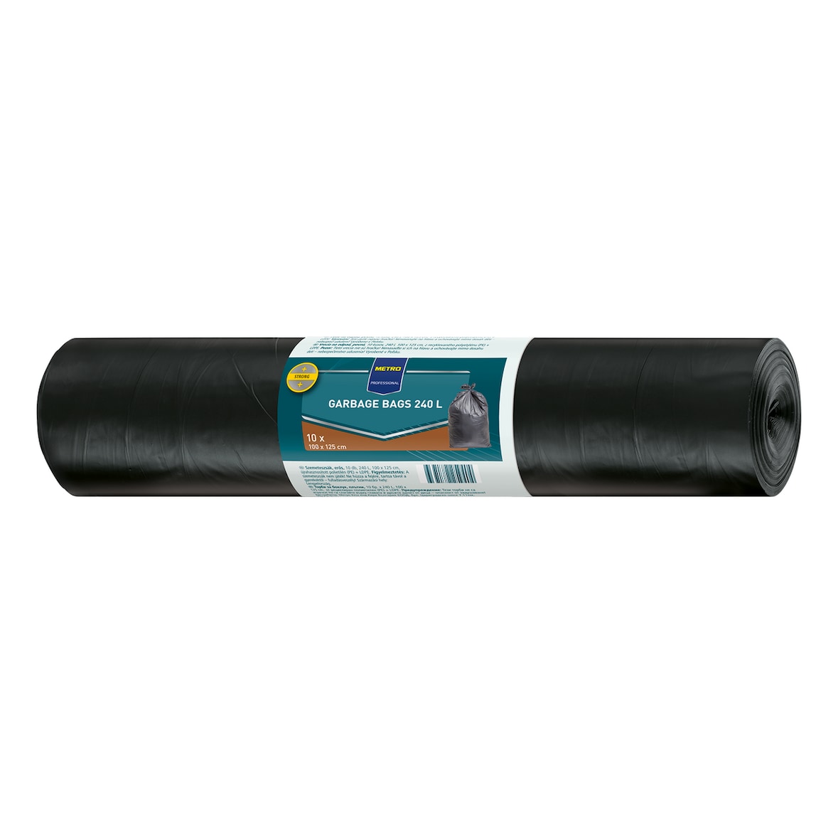 METRO PROFESSIONAL Müllsack, 100 x 125 cm, 240 L, mit Zugband, schwarz, 2 x 10 Stück, 4 Packungen