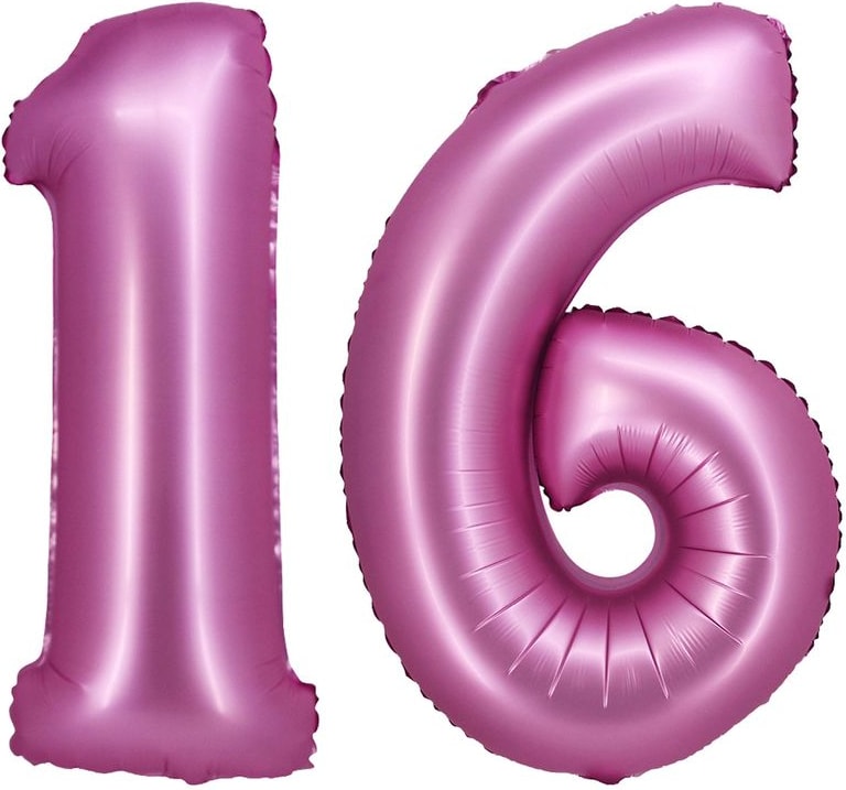 XL Folienballon pink matt Zahl 16