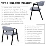 thumbnail of Yelloo - mod. MILANO Juego de 4 sillas modernas en tela negra y gris