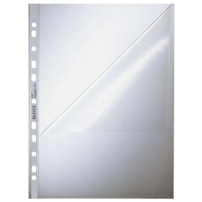 Leitz 4797-00-00 Prospekthüllen, oben und Lochseite offen - Multilochung, ohne Papiereinlage, genarbt 0,09 mm, A4