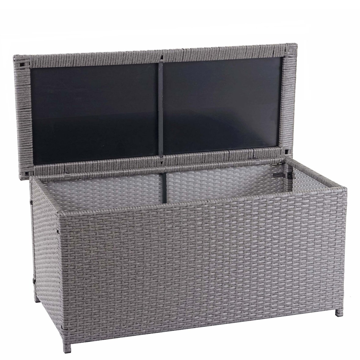 Poly-Rattan Kissenbox HWC-D88, Gartentruhe Auflagenbox Truhe ~ Basic grau, 63x135x52cm 320l
