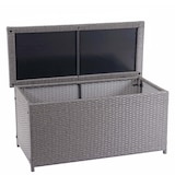 thumbnail of Poly-Rattan Kissenbox HWC-D88, Gartentruhe Auflagenbox Truhe ~ Basic grau, 63x135x52cm 320l