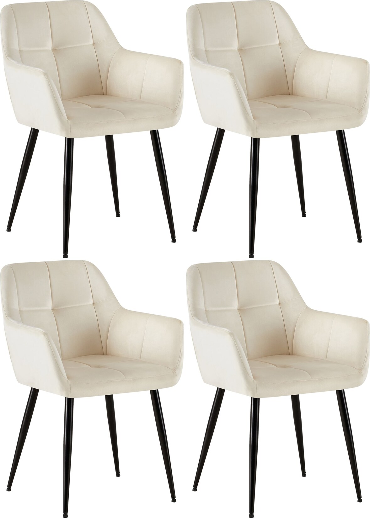 4er Set Esszimmerstühle Emia creme/Samt