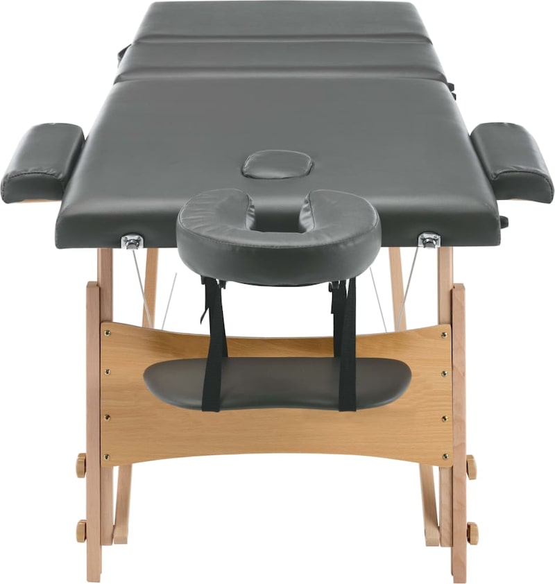 Ein tragbarer Massagetisch mit verstellbarem Kopfteil.