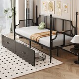 thumbnail of Eisenbettsofa 90x200 cm im Vintage-Stil mit Ablagefächern – stylisches Schlafsofa für jedes Zimmer Schwarz