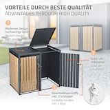 thumbnail of ML-Design Mülltonnenbox 4er 4 Tonnen 240L 264x80x116,3cm Anthrazit-Holzoptik, Stahl wetterfest/abschließbar Mülltonnenverkleidung Klappdeckel/4 Türen,
