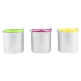 thumbnail of H.Koenig Eisbehälter BO318, passend für Eismaschine HF180 - 1 L - 3x Behälter in silber, Deckel in grün, pink und gelb