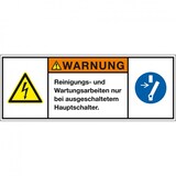 thumbnail of Aufkleber I Produktsicherheitsschild Warnung Reinigungs- und, RoHS konform, Folie, 200x75mm, ISO 3864-2