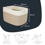 thumbnail of HMF Aufbewahrungskorb mit versteckten Griffen, 3er Set, Korb aus Baumwolle, 37,5 x 25 x 22,5 cm, Weiß-Braun