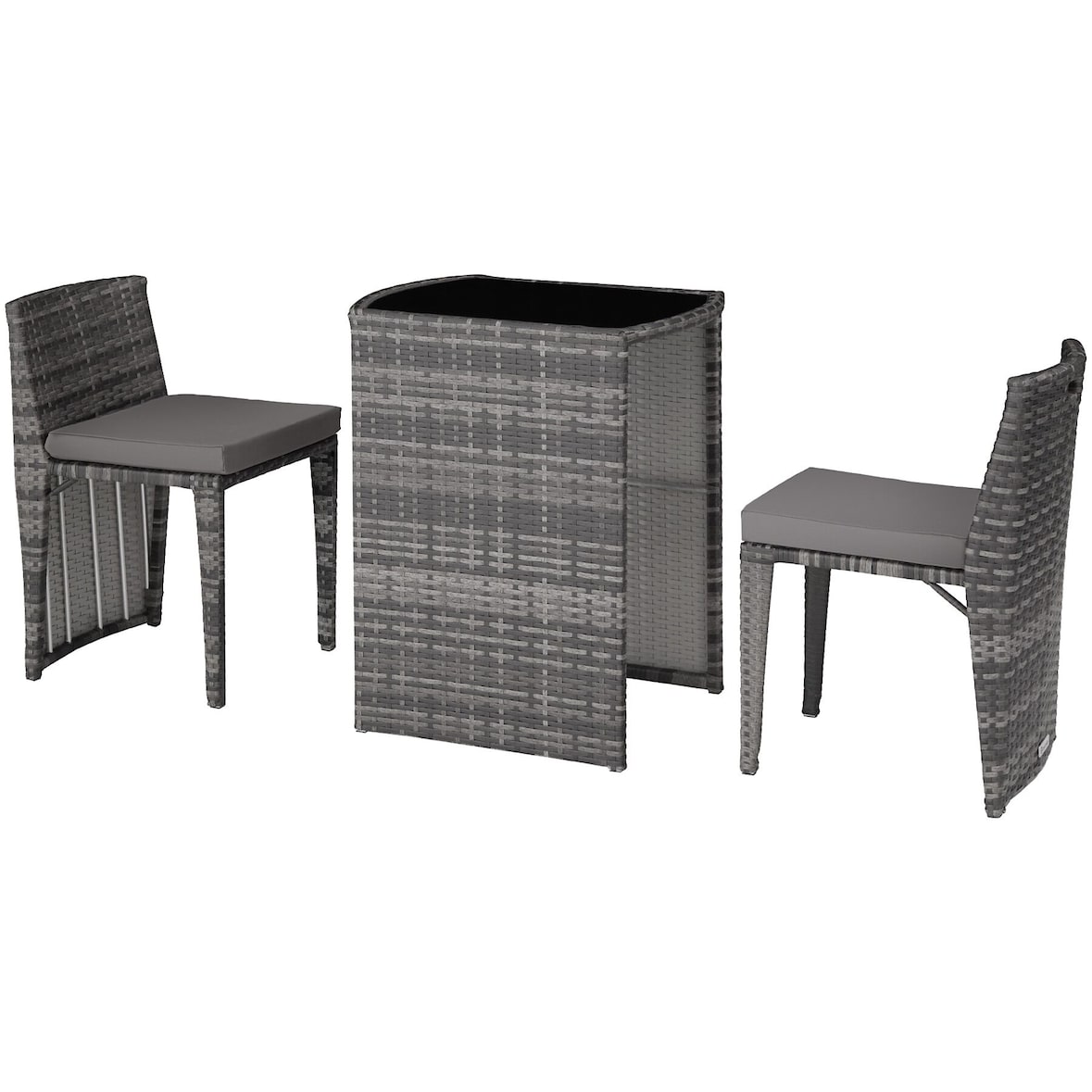 tectake Salon de jardin HAMBOURG 2 places en aluminium - gris - 404210
