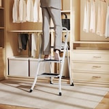 thumbnail of HOMCOM escalera plegable de 3 peldaños escalera de tijera carga hasta 150 kg con pedal antideslizante fácil de guardar y transportar blanco