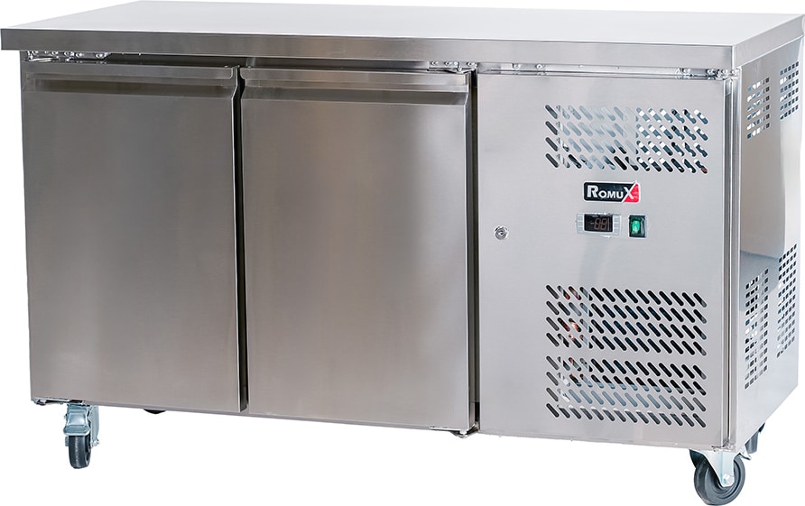 Romux® Tiefkühltisch mit 2 Türen 136x60 cm mit Luftkühlung | Theken Gefriertische aus Edelstahl mit Kapazität 228 L und Leistung 750 W