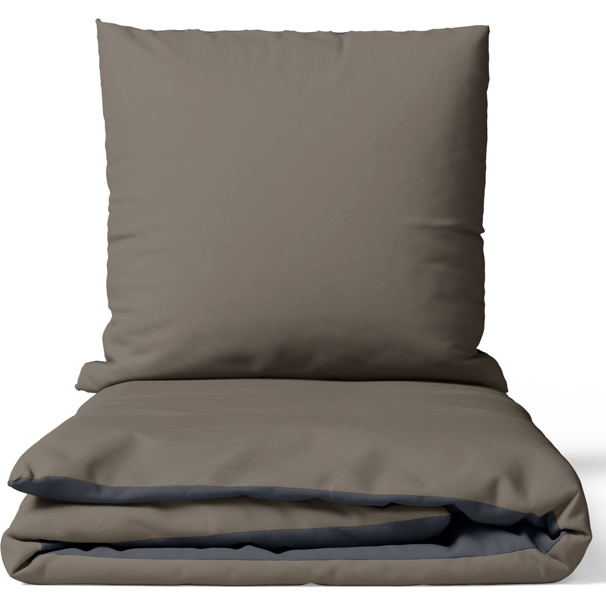 Satin Bettwäsche 155x220 cm 100% Baumwolle Braun Luxus Set Uni Wendeseite Anthrazit Kissenbezug 80x80 cm Reißverschluss