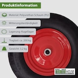 thumbnail of Schubkarrenrad pannensicher Vollgummi 4.80/4.00-8 rot/schwarz + Achse Ersatzrad Reifen PU