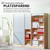 thumbnail of bümö Rollladenschrank in Buche/Silber mit Bogengriff - Vertikal Jalousieschrank 50 cm breit, Aktenschrank abschließbar, Büroschrank für Ordner & Co.