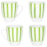 thumbnail of Split grün 6er Set Kaffeebecher 300ml Porzellan-Tasse 6 Pers Streifen Tee Kakao