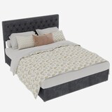 thumbnail of Polsterbett Doppelbett Stoffbett mit Stauraum Bettkasten Lattenrost modernes Bettgestell Komfortbett Schlafzimmer Design 160x200 Grau