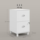 thumbnail of HOMCOM cajonera de oficina con 2 cajones cajonera para escritorio con cerraduras carpetas suspendidas para A4 y carta 40x41,5x67,5 cm blanco