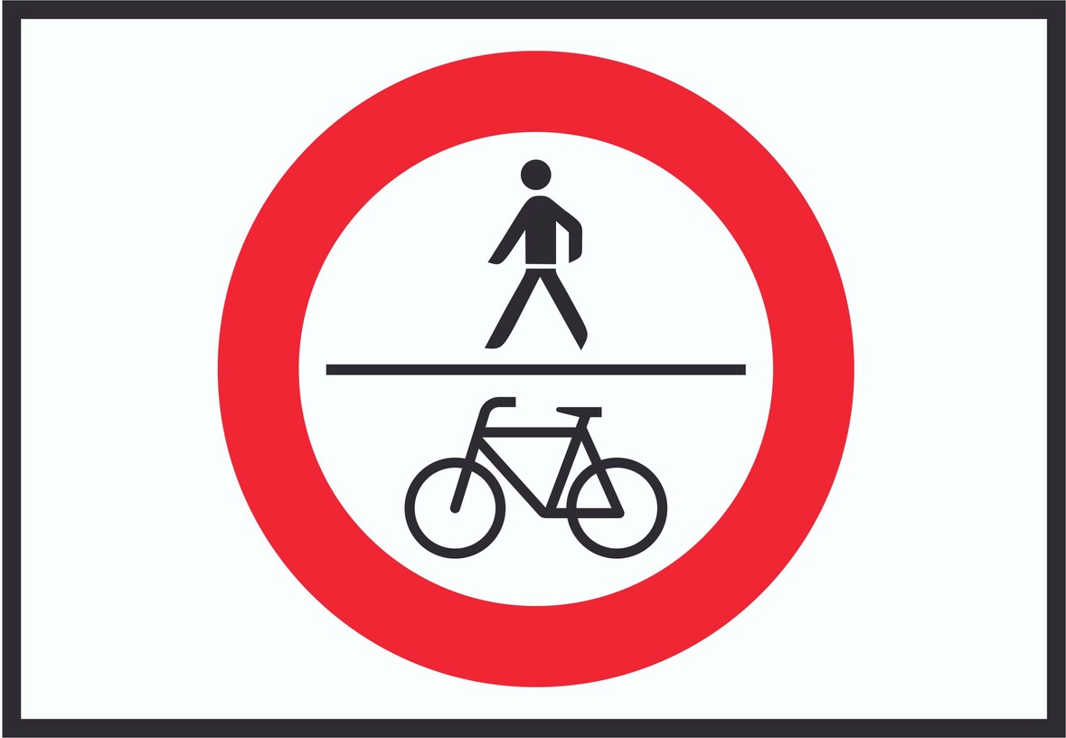 Für Fußgänger und Radfahrer verboten Symbol Schild A6 Rückseite selbstklebend