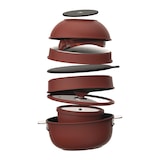 thumbnail of Masterpro Share & Play - 10-teiliges stapelbares Kochgeschirrset aus Aluminiumguss mit abnehmbarem Griff und roter Keramikbeschichtung