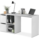 thumbnail of Scrivania Multiposizione Angolare O Dritta Reversibile Con 4 Ripiani Chiusi Vani A Giorno Ufficio Studio Casa Gaming Design 152 x 49 x 74 Cm Bianco