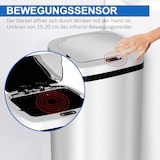 thumbnail of Abfalleimer Edelstahl Silber 67 L mit Sensor, manuell steuerbarem Deckel und berührungsloser Öffnung