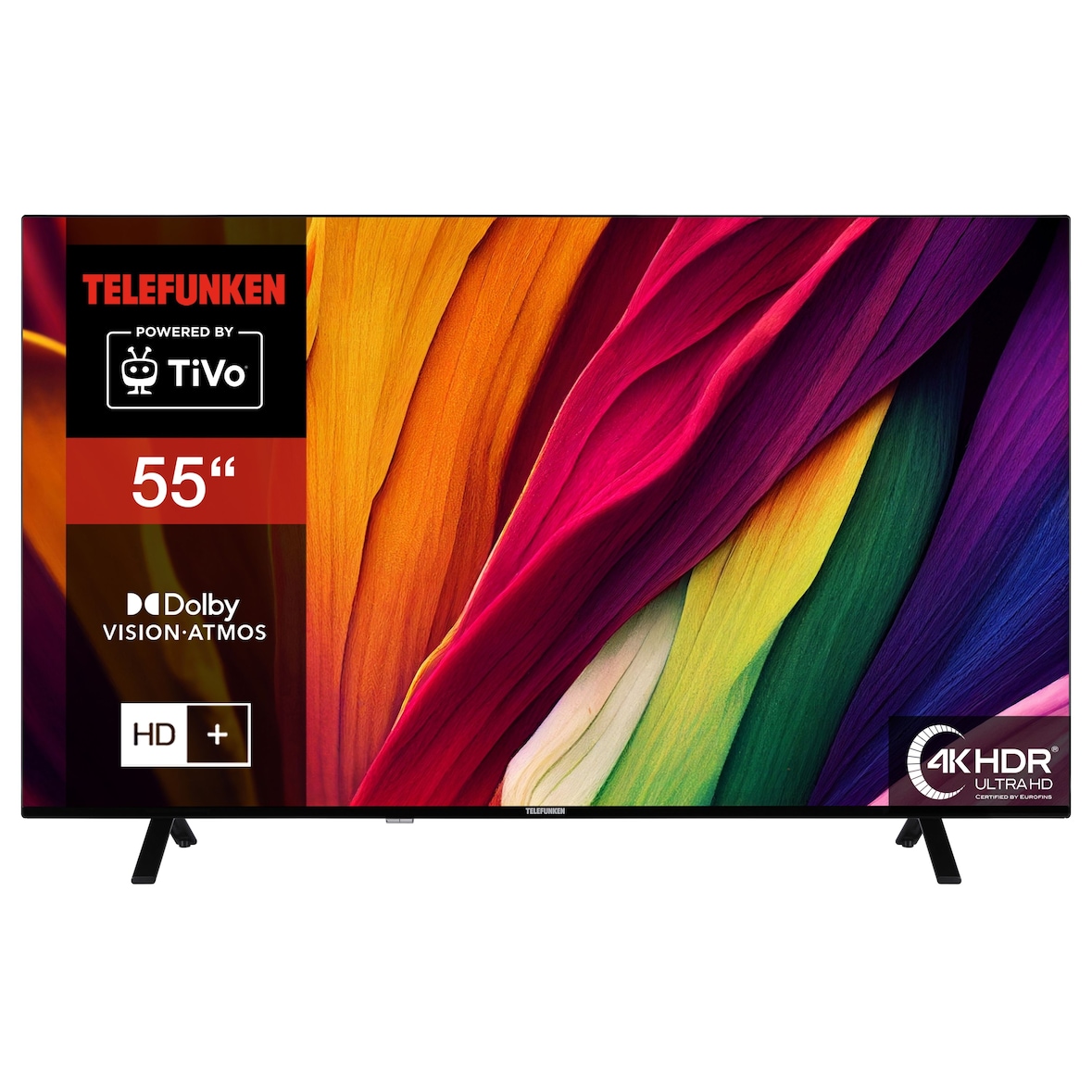 Telefunken 55 Zoll Fernseher Smart TV (4K UHD, HDR Dolby Vision, Dolby Atmos, 6 Monate HD+ inkl.)