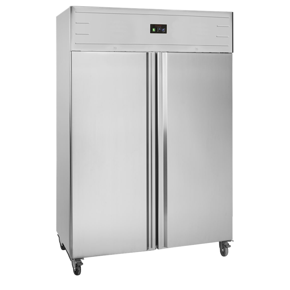 TEFCOLD Refrigerador vertical GN2/1, acero y vidrio, refrigeración profesional, Acero inoxidable SS