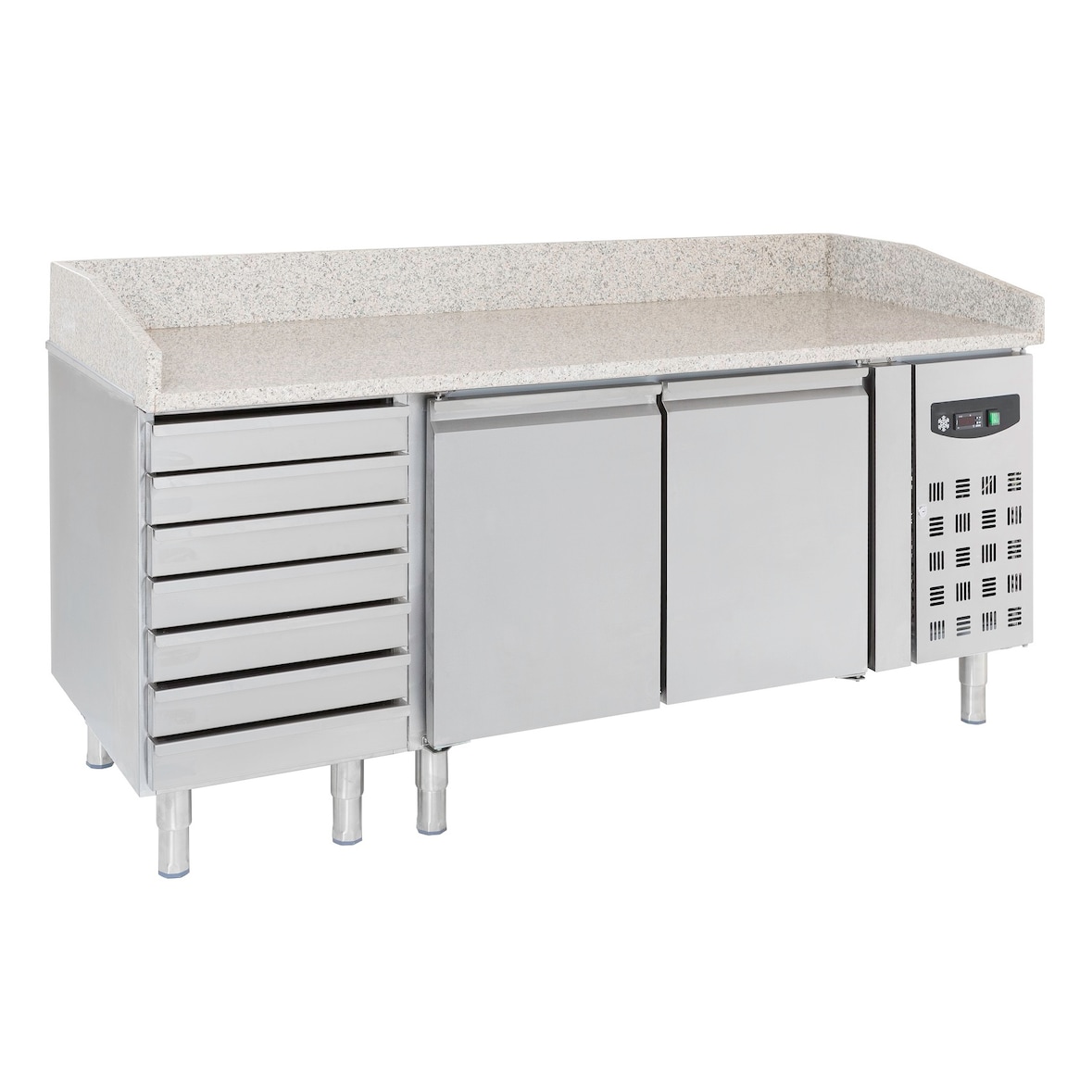 Combisteel pizzatafel, 2 deuren, 7 deeglades