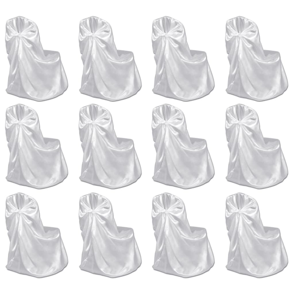 Décoshop26 - 12-teiliges Stuhlhussen-Set für Hochzeitsbankette Weiß DEC022527