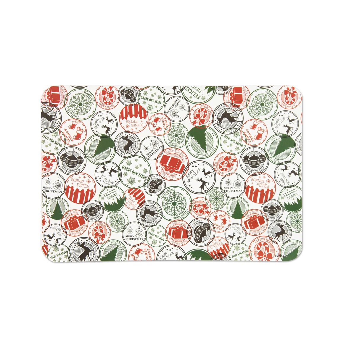 Excelsa lot de 6 sets de table Christmas Stamp plastique 43xH28,5x0,1 cm multicolor