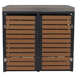 thumbnail of PROREGAL 2er Mülltonnenverkleidung | HxBxT 124x134x84cm | Mülltonnenbox mit Pflanzkasten | Teak-Optik | WPC Edelstahl 79kg