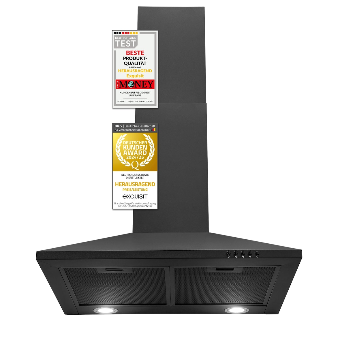 Exquisit Kamin-Dunstabzugshaube, 60cm Breite, Umluft, Abluft, 68 Watt, KH 60-8.3 inox