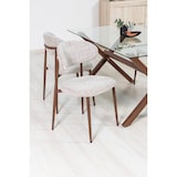 thumbnail of Set de 2 sillas de interior MOIRA, estructura de metal con efecto madera, asiento acolchado en tela, para cocina, bar y restaurantes - Madera oscura