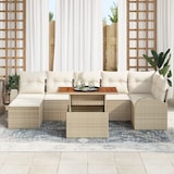 thumbnail of vidaXL 8-teiliges Garten-Esszimmer-Set mit Kissen Beige Poly Rattan Akazie